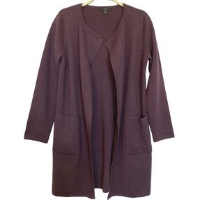 J. Crew Juliette Collarless Sweater Blazer Women XS Purple Cotton Merino Wool